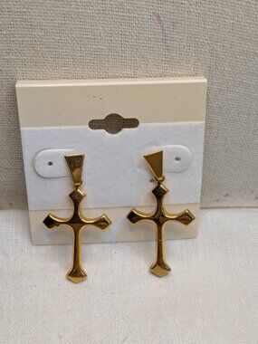 Best Gold Tone Cross Dangle Earrings – 1.5" Post Back